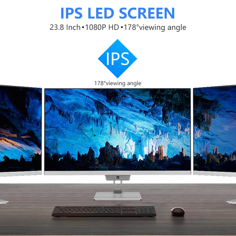 frameless 23.8 inch all in one pc desktop computer in-tel core i7 8gb ram 256gb ssd monitor pc