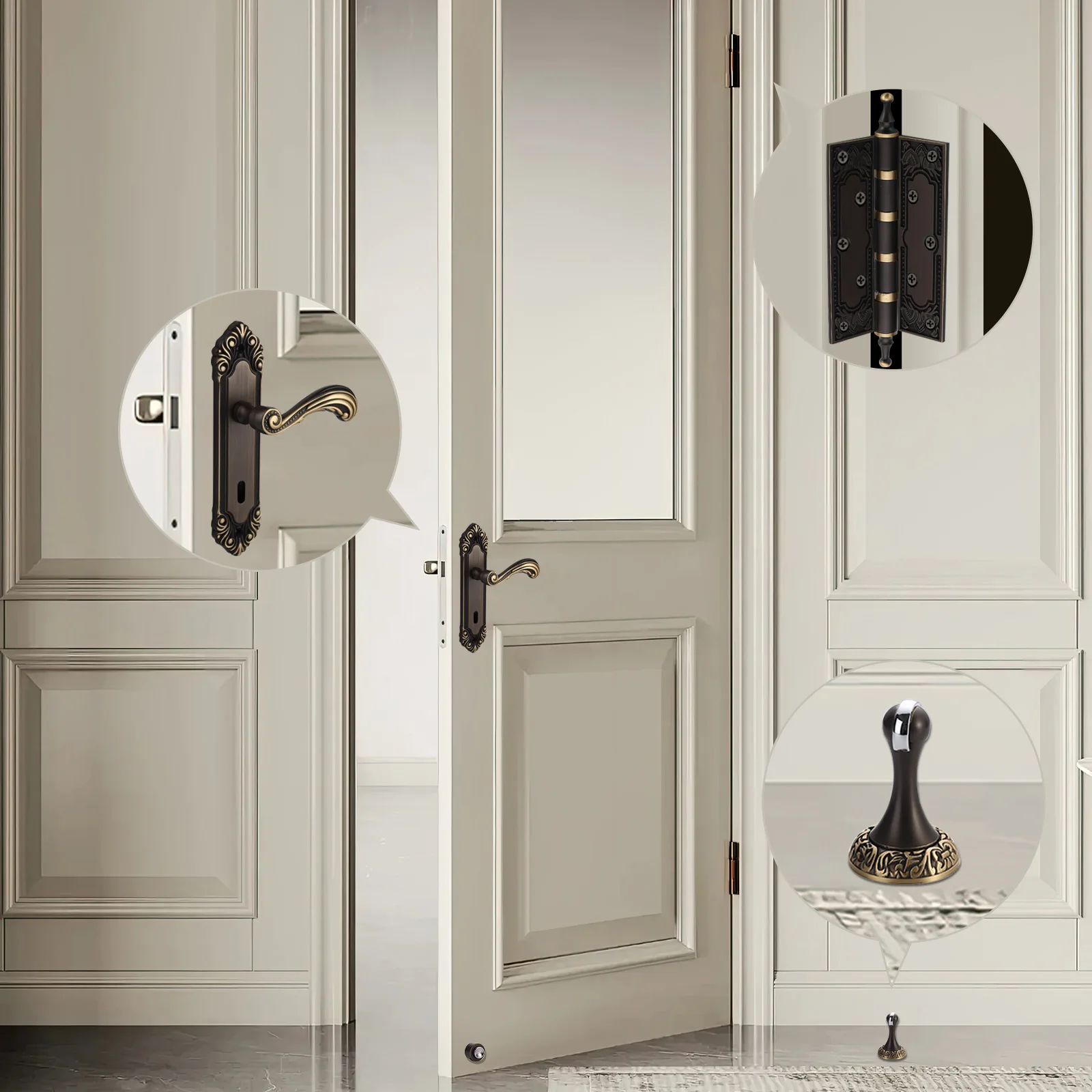 Filta Solid Brass Main Entrance Door Handle Luxury Oem Golden Supplier Door Handle With Plate