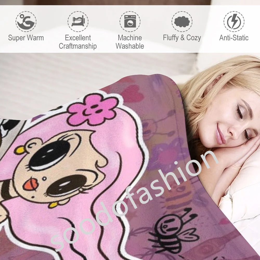 China Factory Customized new design cartoon Karol G Peso Pluma Blanket Flannel fleece throw travel Halloween blankets