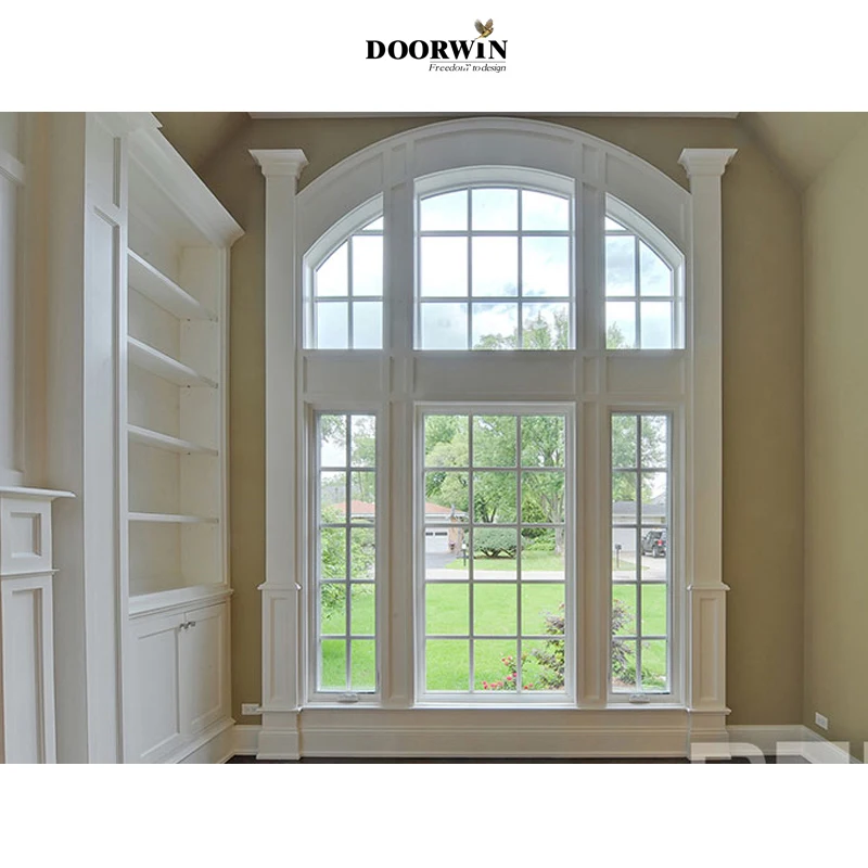 Doorwin Tempered Glass Modern Design French Models Solid Wooden Teak Wood Aluminium Clad Wood Casement Windows