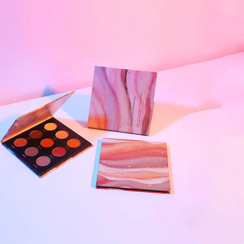 Star Eyes Flowing Colorful 9 Color eye shadow Plate Cherry Blossom Orange Tone Portable Flash Pink Matte Pearl Large