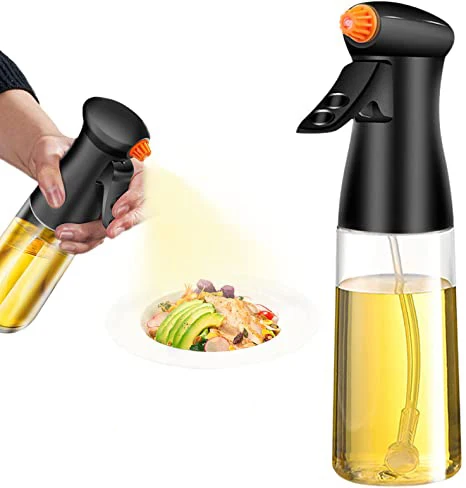 New Spray Bottle Olive Oil Bottle 200ml Glass Oil Misters for Cooking with Nozzle BBQ Baking Salad
