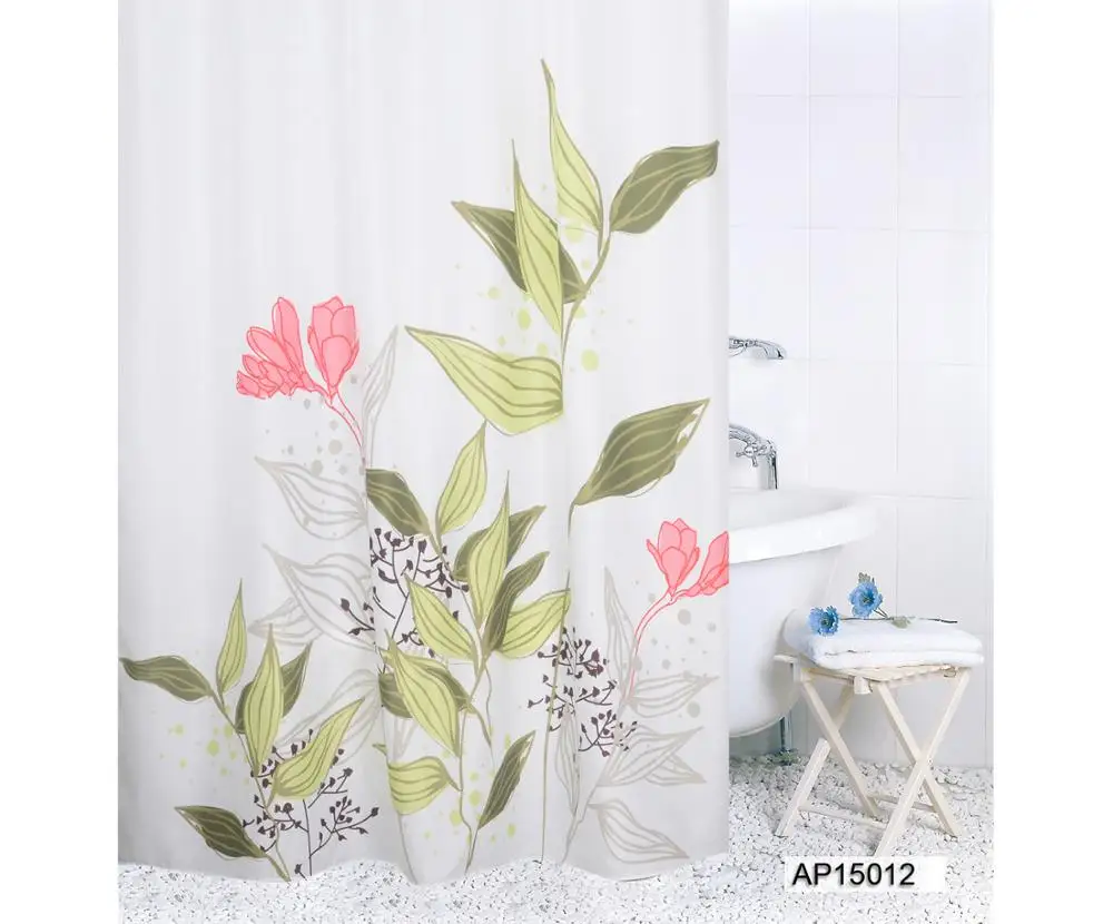 Bathroom Bath Textile Fabric Polyester PEVA PVC Plastic Vinyl Shower Curtain