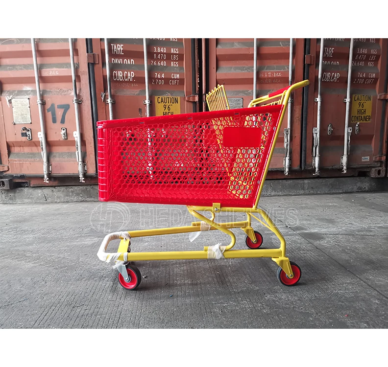 Good quality all plastic made market trolley shopping cart trolleys with wheels
