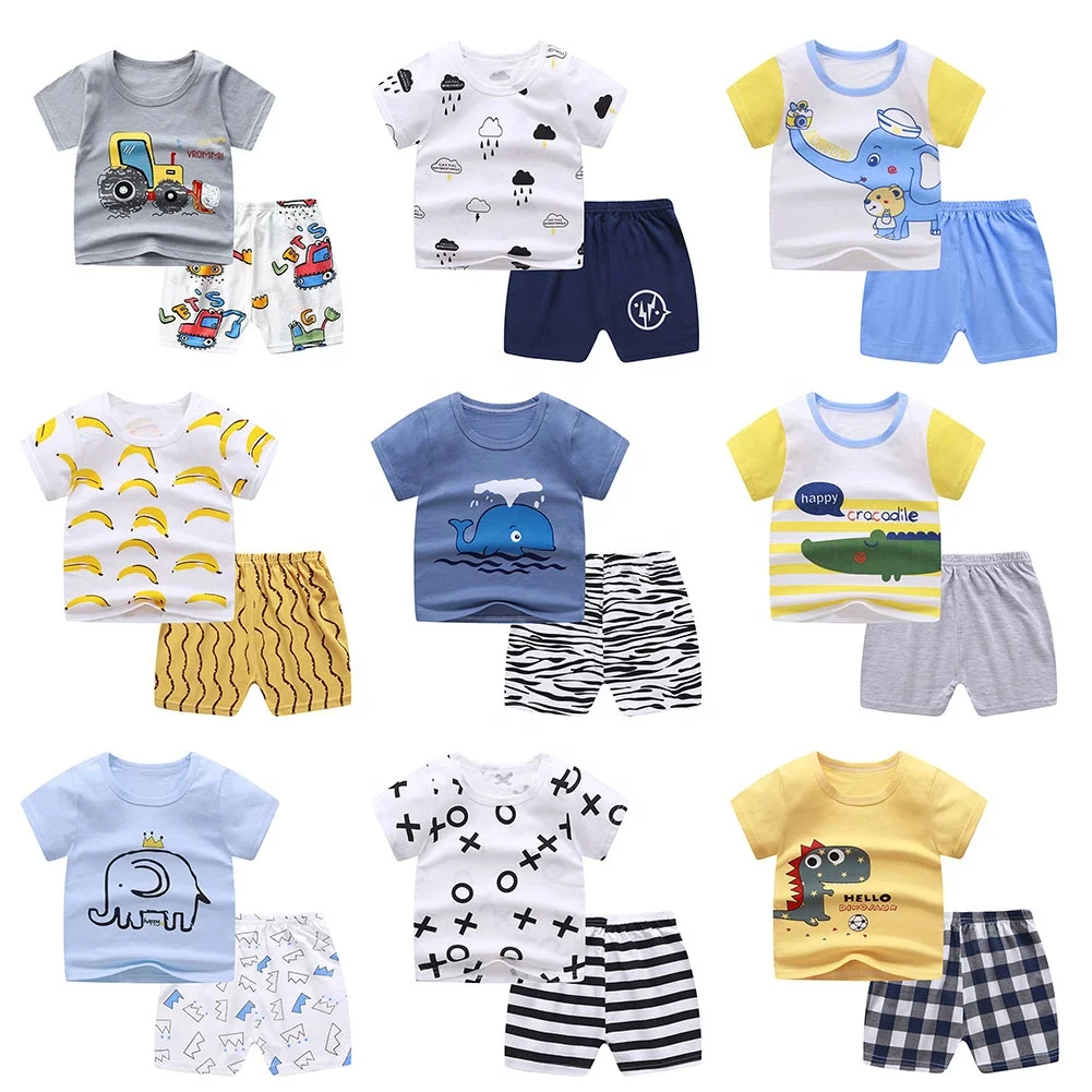 Good Price Summer Children Clothes Set 100% Cotton Short Sleeve 2pcs Baby Clothes Set Wholesale