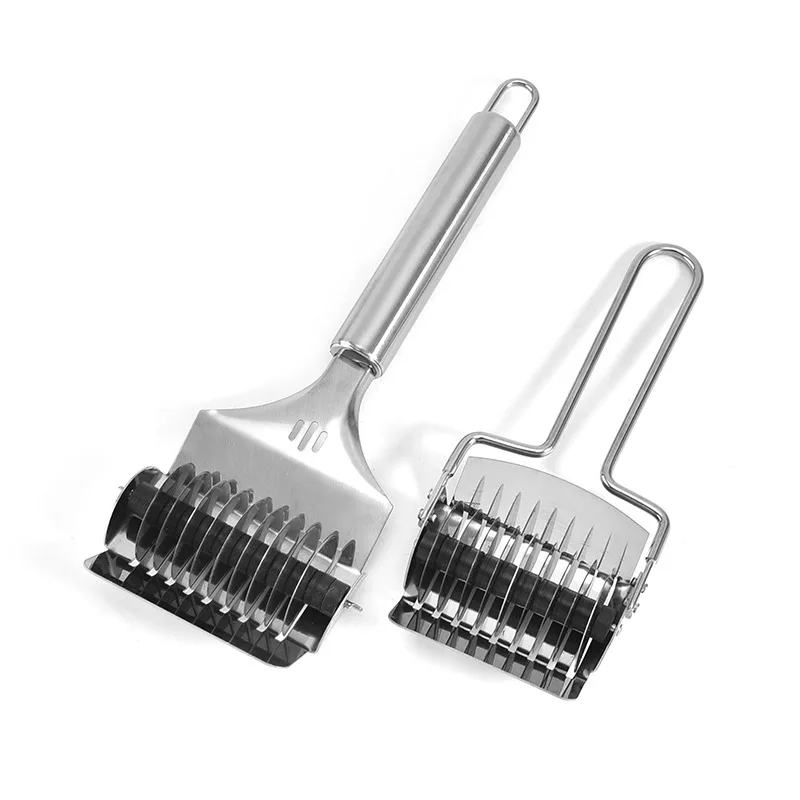 Manjia Kitchen Baking Gadgets Household Manual Stainless Steel Dough Mixer Lattice Roller Noodle Cutter  Wheel of Pastry Tool