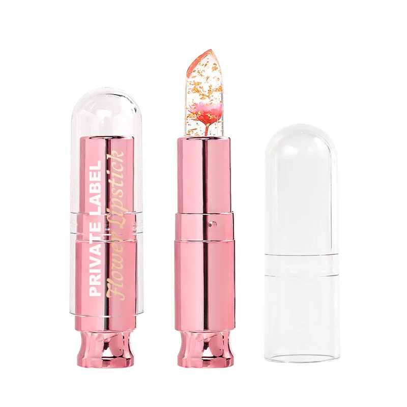 Private Label Flower Crystal Lipstick Temperature Color Changing Lip Balm Moisturizing Long Lasting Jelly Magic Lipstick