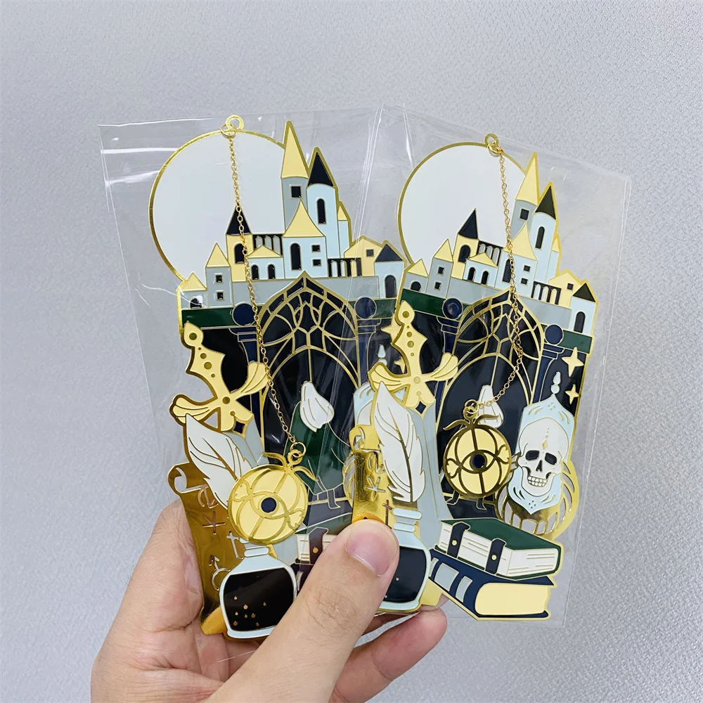 Factory cute Ultra thin soft enamel custom logo metal gold brass bookmark /custom gift metal book mark