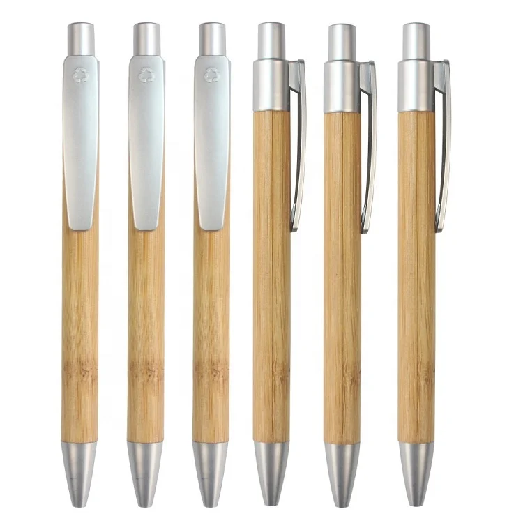 Custom Logo Printed ECO Friendly Ballpoint Pen Bamboo Penholder Ball Point Gel Ink Promotional Pens