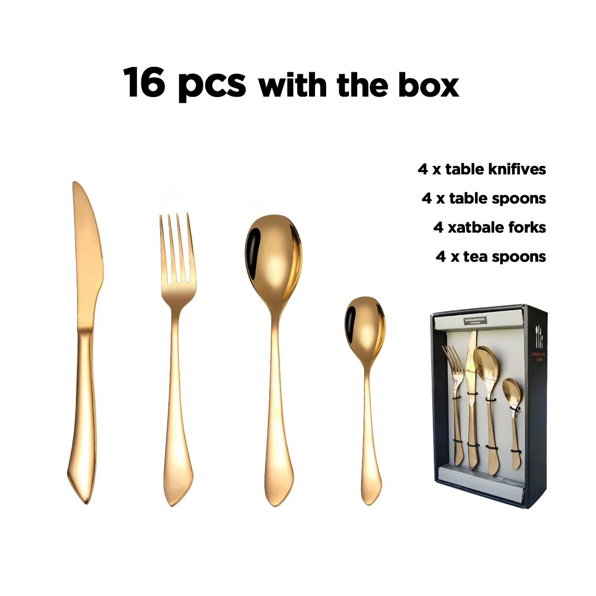 hot sale new model wedding luxury high quality fashion design fork spoon knife cutlery stainless steel flatware set