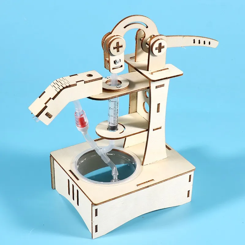 New design creative diy water pump wooden 3d puzzles scientific experiment kits toys