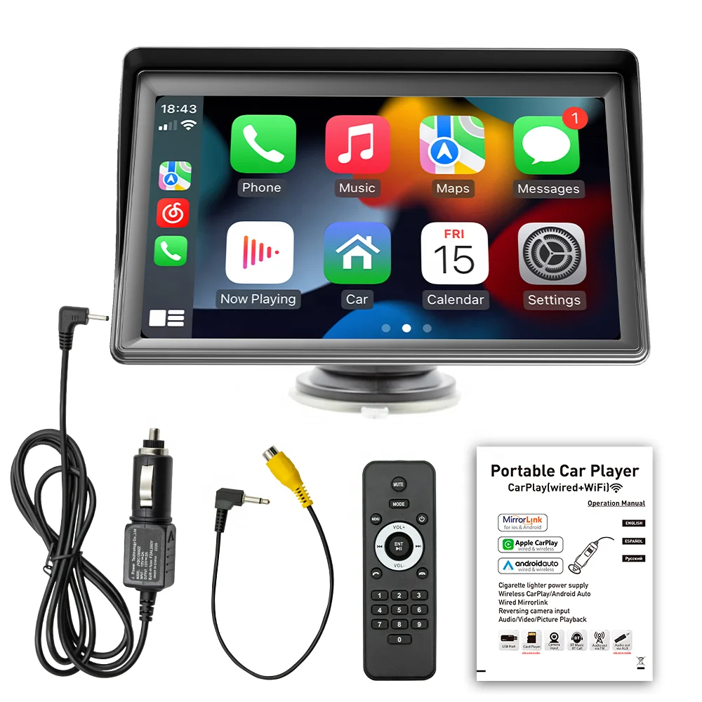 Футуристический Новый 7-дюймовый HD беспроводной Carplay смарт-экран MP5 Android Auto BT FM системный плеер Автомобильный видеорегистратор Камера