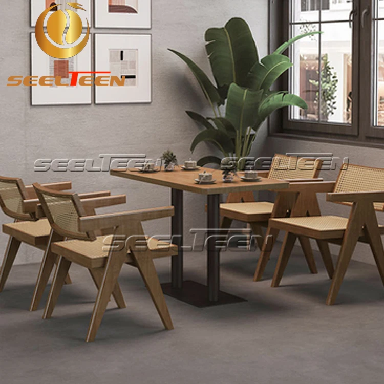Classic American Industrial Vintage Style Restaurant Bistro Bar Coffee Shop Fast Food Iron Dining Chair And Wooden Table Sets