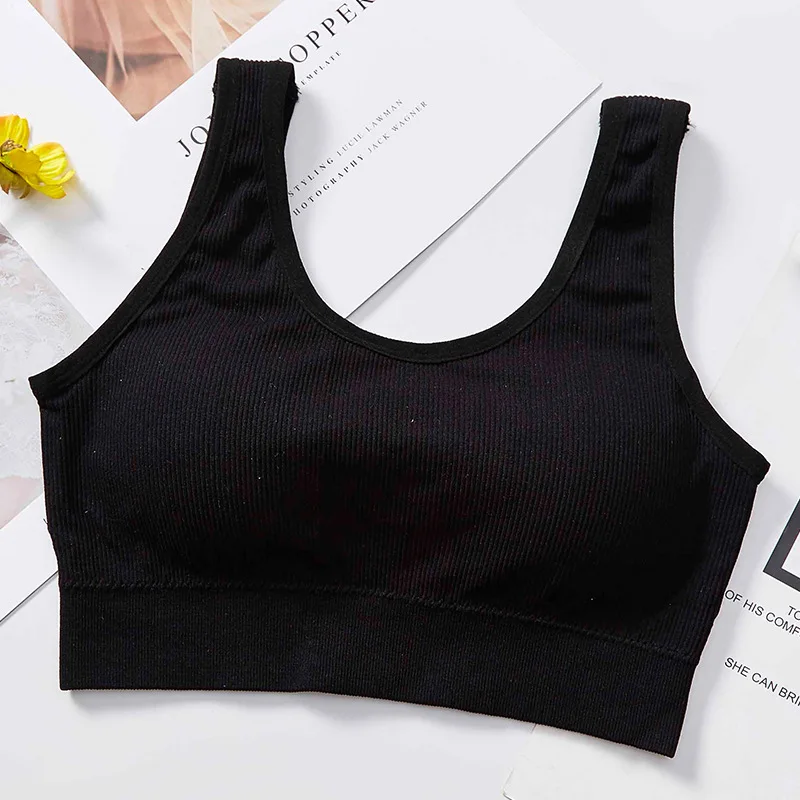 Threaded large V-back halter wrap wrap ammonia back tank top female wide shoulder sports no steel ring underwear gathered smock