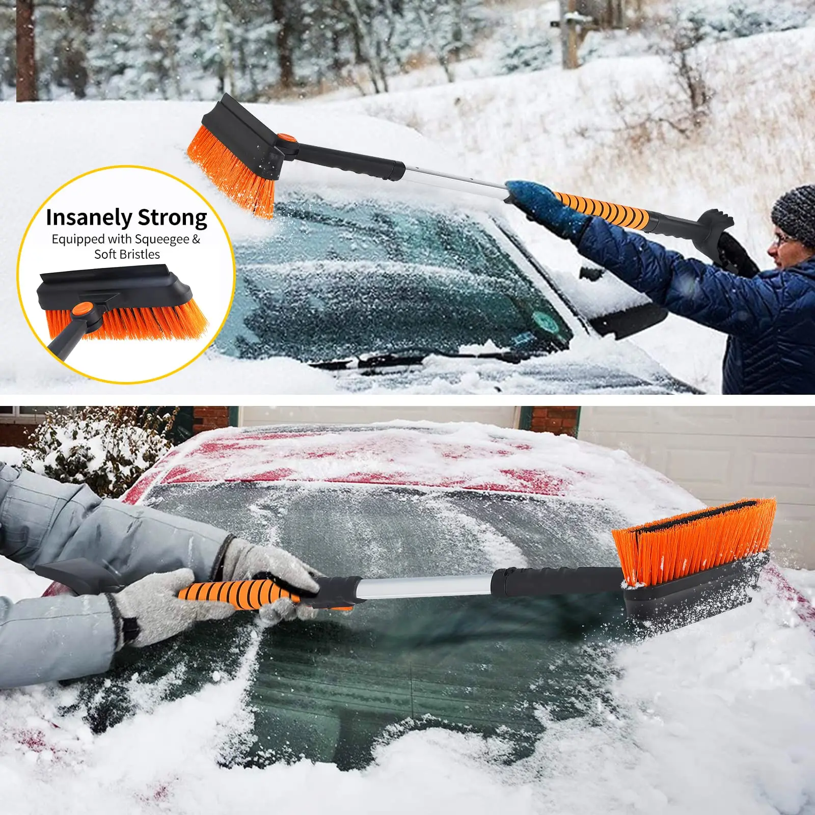 Wholesale 3 In 1 Winter Removal Extendable Windshield Window Car Snow Brush Ice Scraper set