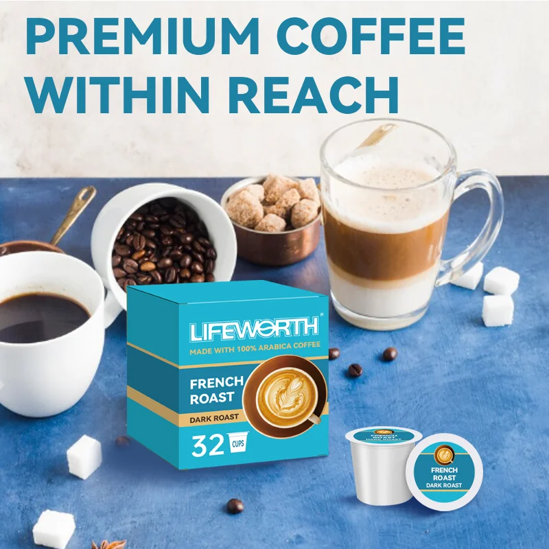 LIFEWORTH Custom Coffee Pods Beverages French Roast Arabica Beans Coffee Capsules