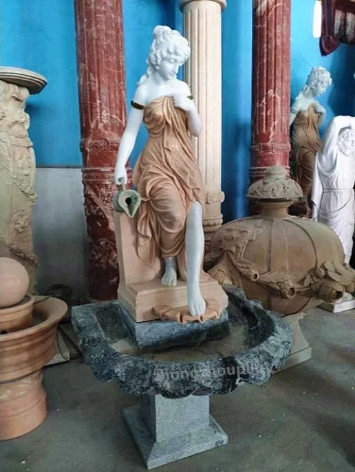 Beautiful outdoor marble woman female statues stone water fountain with lady statue