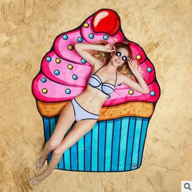 Microfiber Food Fruit Printed 100%Polyester Custom Print Round Beach Towel