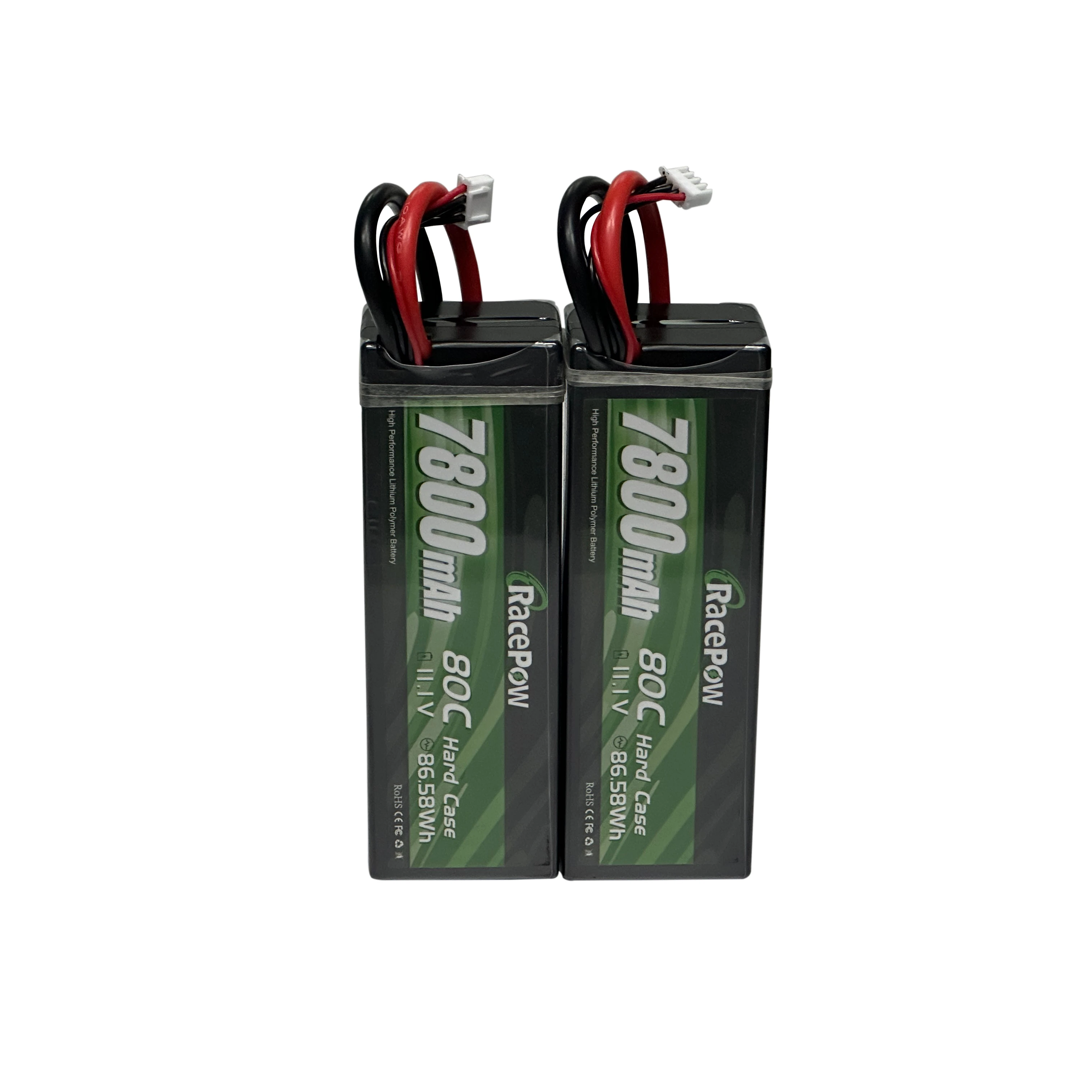 RacePow Large Capacity Lipo Batteries 7800mAh 11.1V High Discharge Rate 80C Battery for RC Car With Hard Case