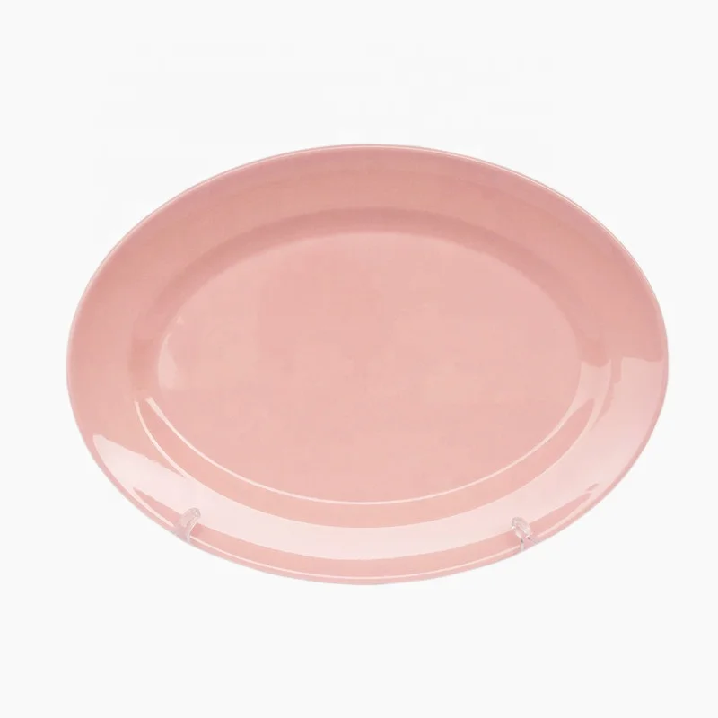 cheap pink solid 12 inch oval melamine dinner plates