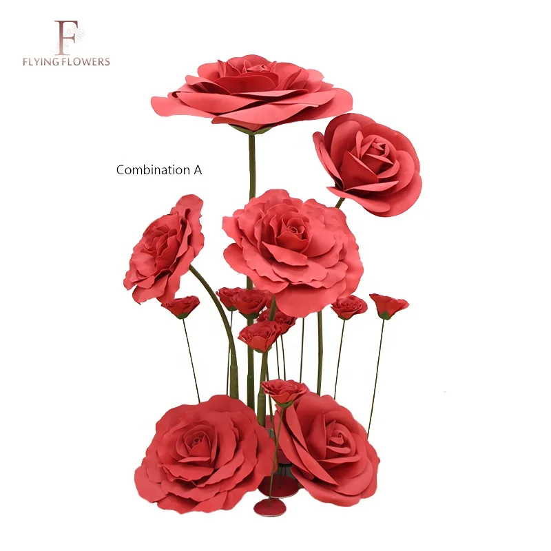 China high quality decorative artificial giant standing  paper flowers for  wedding giant EVA foam paper flowers