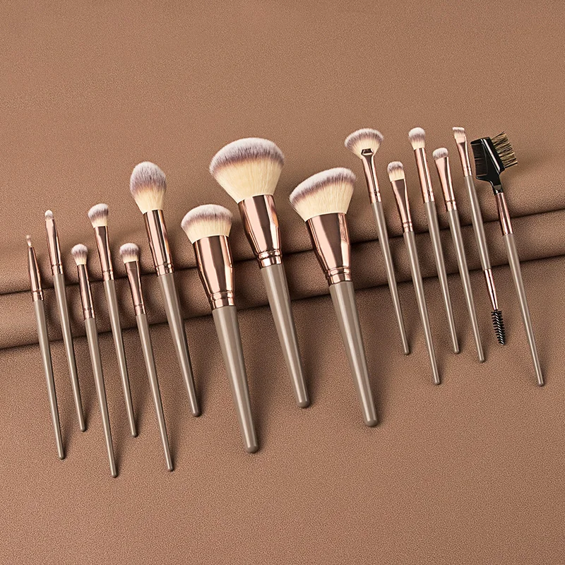 Professional Makeup Brushes Set 15pcs dark green Handle Cosmetics Make up Tools Powder Contour Foundation Eyeshadow Brush