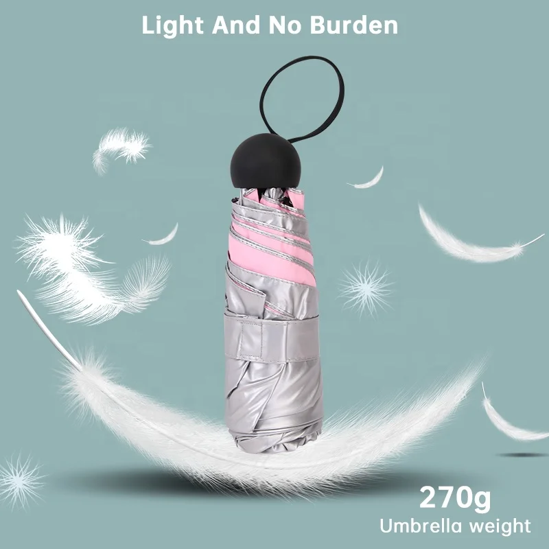 5 fold pocket small light UV mini sun folding umbrella