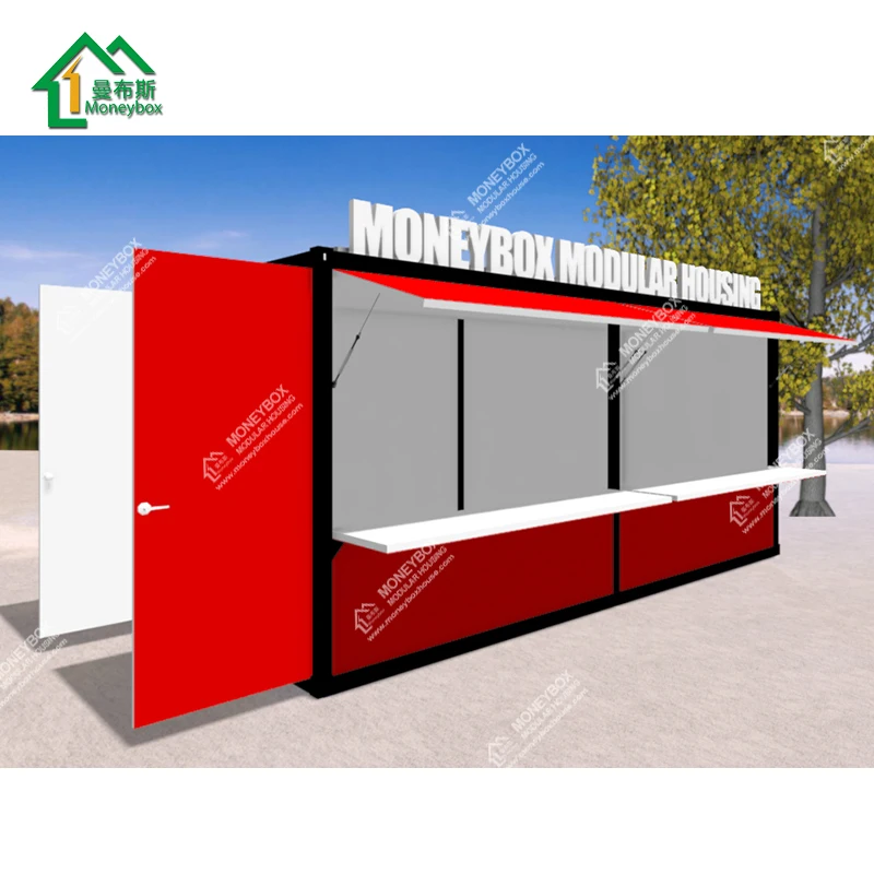 2018 new design 20ft prefab easy transport mobile portable fast food container shop