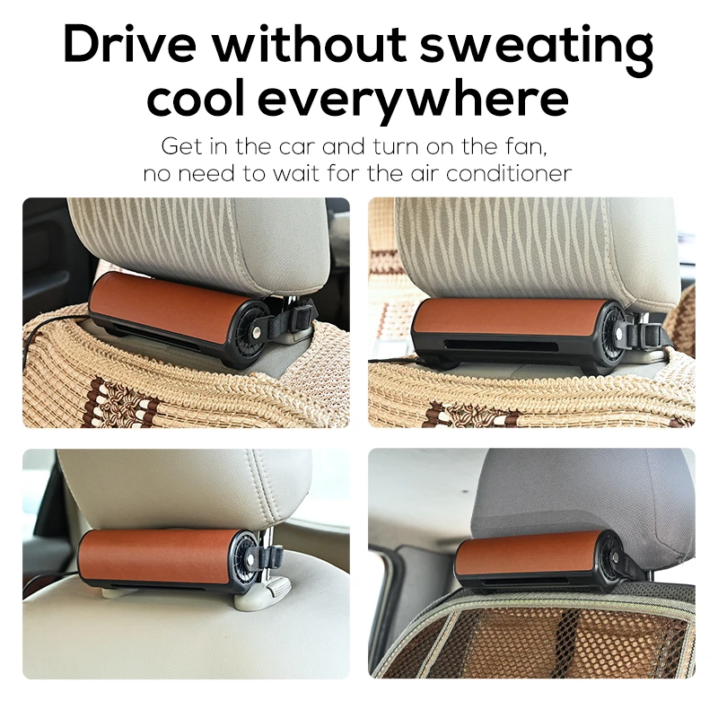 High Quality Creative Rear Seat Car Cooling Fan Lanyard Fixation Cooling Car Seat Fan USB Inside Pillow Fan for Summer