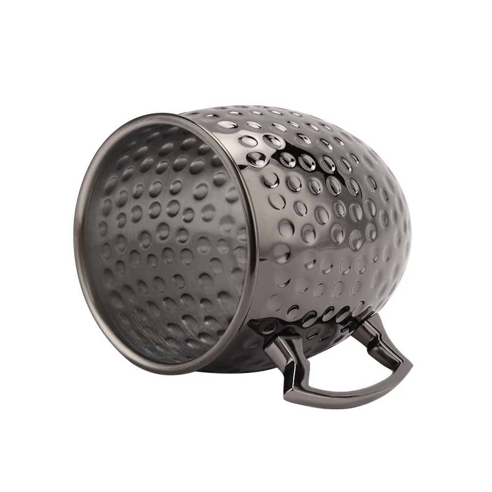 Ready to ship 500ml 304 stainless steel hammered black Handgrip Russian moscow mule mugs