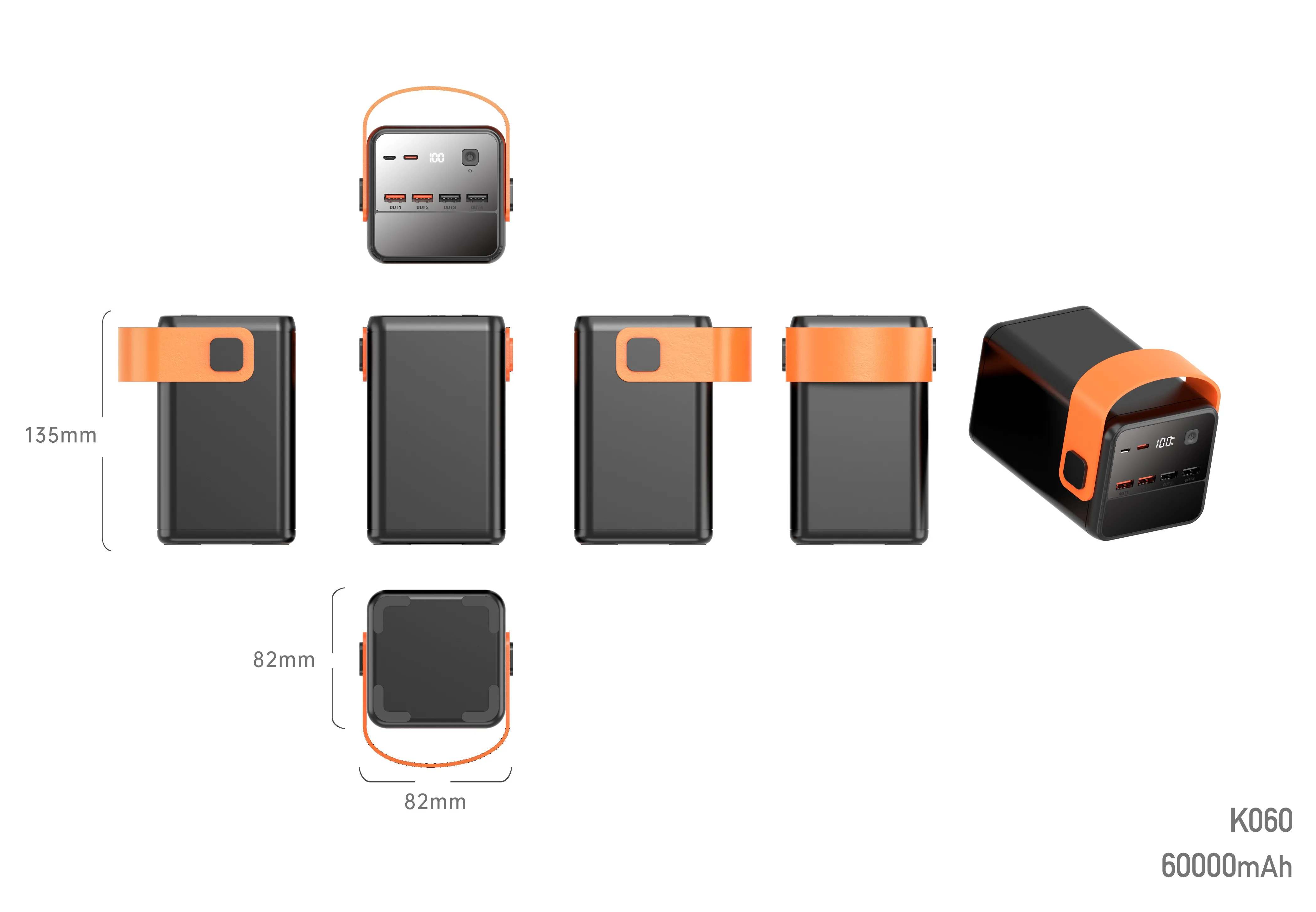 2023 china factory large capacity 60000mah Power Bank PD65W Fast Charger Laptop Power Station With LCD Display External Battery