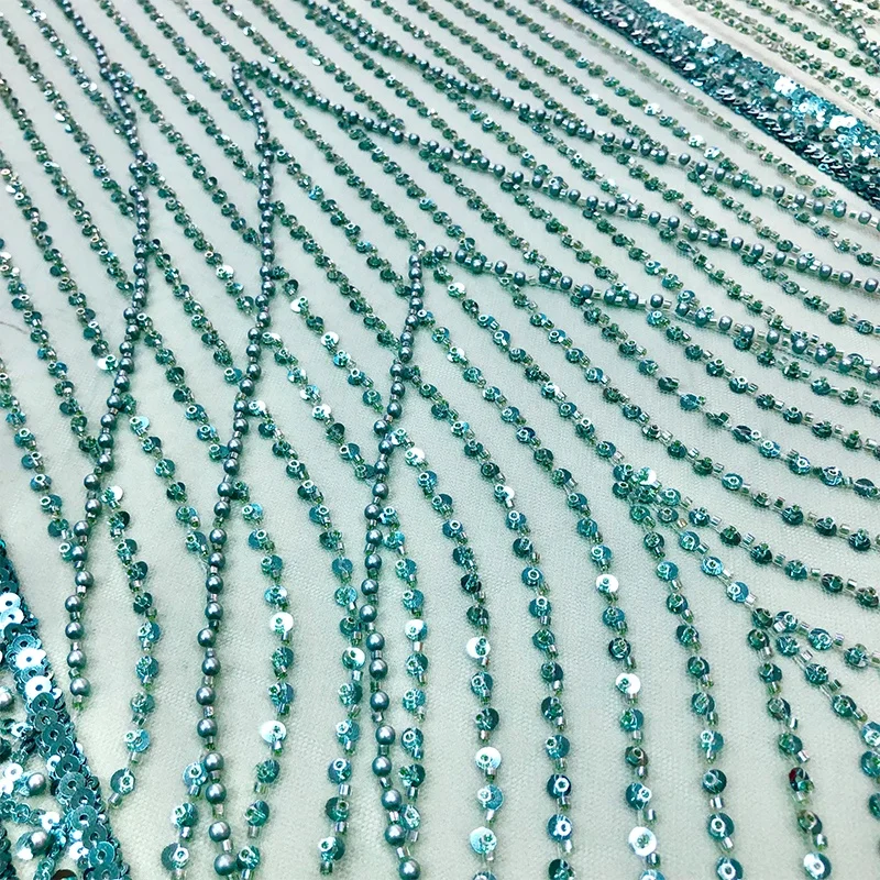 Luxury sequin embroidered beads handmade bride French beaded lace fabric WS3444