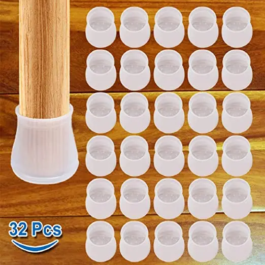 32 Pack Silicone Furniture Chair Leg Floor Caps Protection Cover Anti Slip Chair Leg Caps Prevent Scratches and Noise