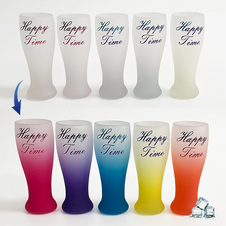 Colored cold changing pilsner shot glasses with custom logo