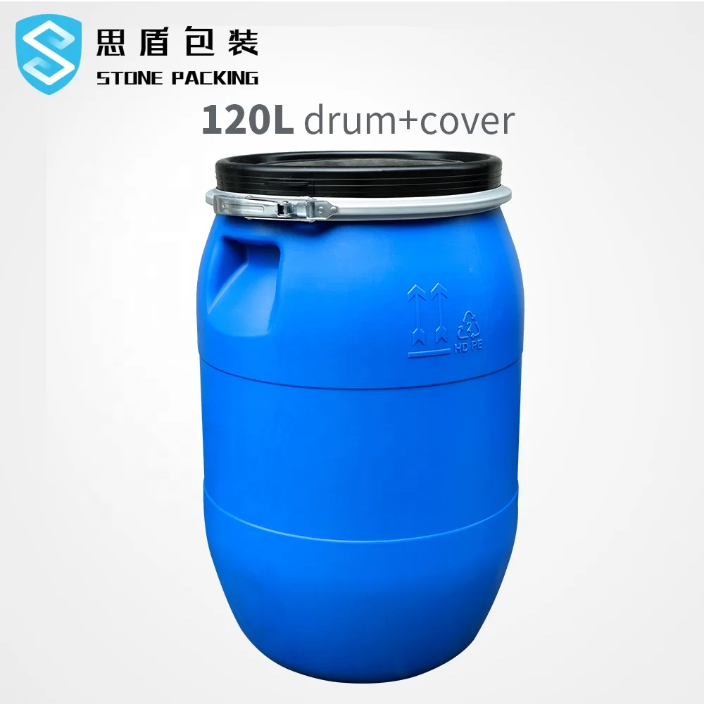  Синий пластиковый барабан 120 л HDPE с железным кольцом для химических