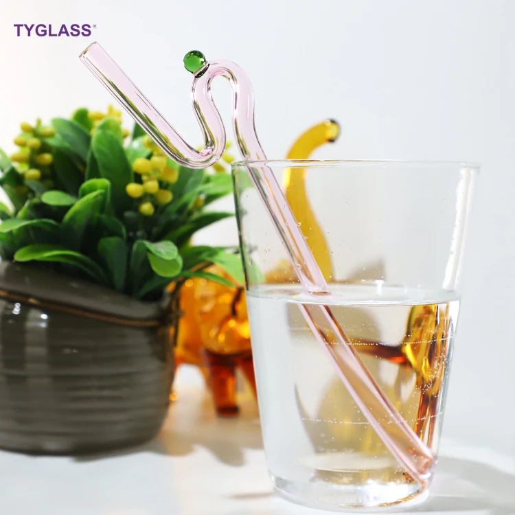 New Style Glass Straws Colored Borosilicate 3.3 Bent Glass Drinking Straws for Cocktails shaker
