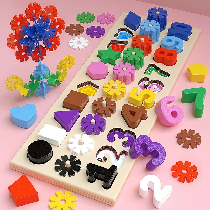 2021 New Design 3 in 1 Logarithmic Plate Wooden Toys Early Educational Toys Customized Creative Learning Montessori Toys