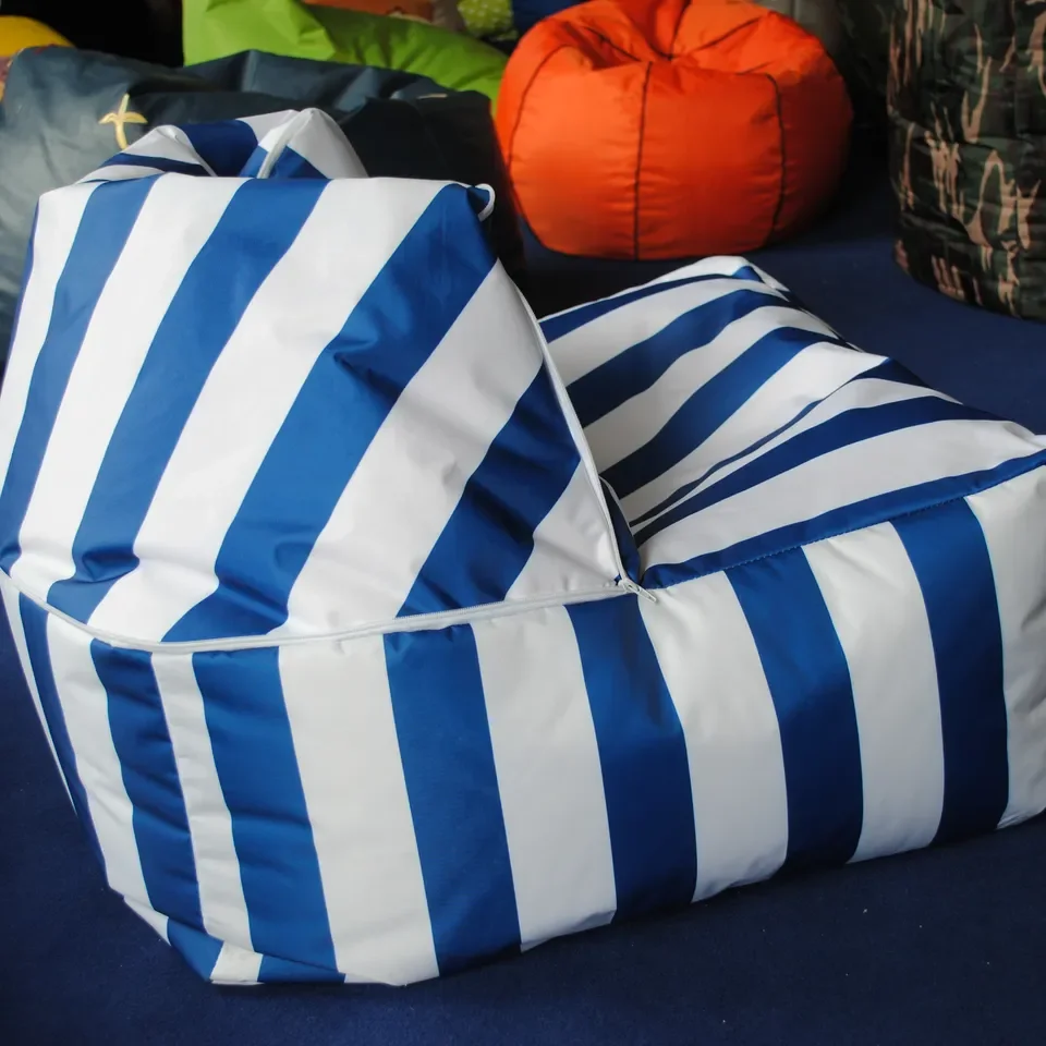 Blue White Stripes Comfort Beanbag Sofa Memory Foam Cum Bed Bean Bag Sitzsack Waterproof Bean Bag