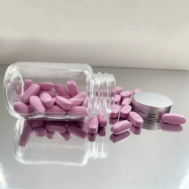 wholesale wide mouth capsule pill glass bottle health care product container clear frosted vitamin medicine screw aluminum lid
