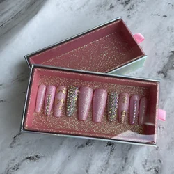 2021 New Fashion Private Label Butterfly Marble Pattern Empty Press On Nail Packaging Box
