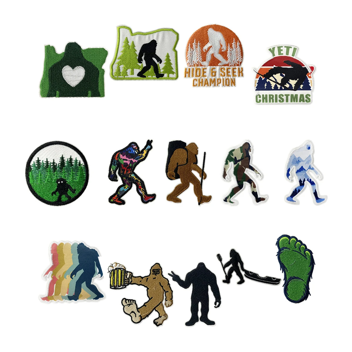 Big foot abominable Snowman embroidery print twill felt iron on big foot patches