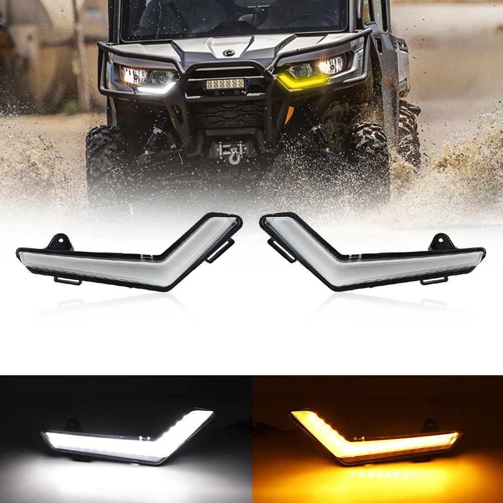 AUKMA ATV RZR XP 1000 Turn Signal Fang Lights High Brightness OEM DRL Daytime Running Light For Can Am Defender 2020+