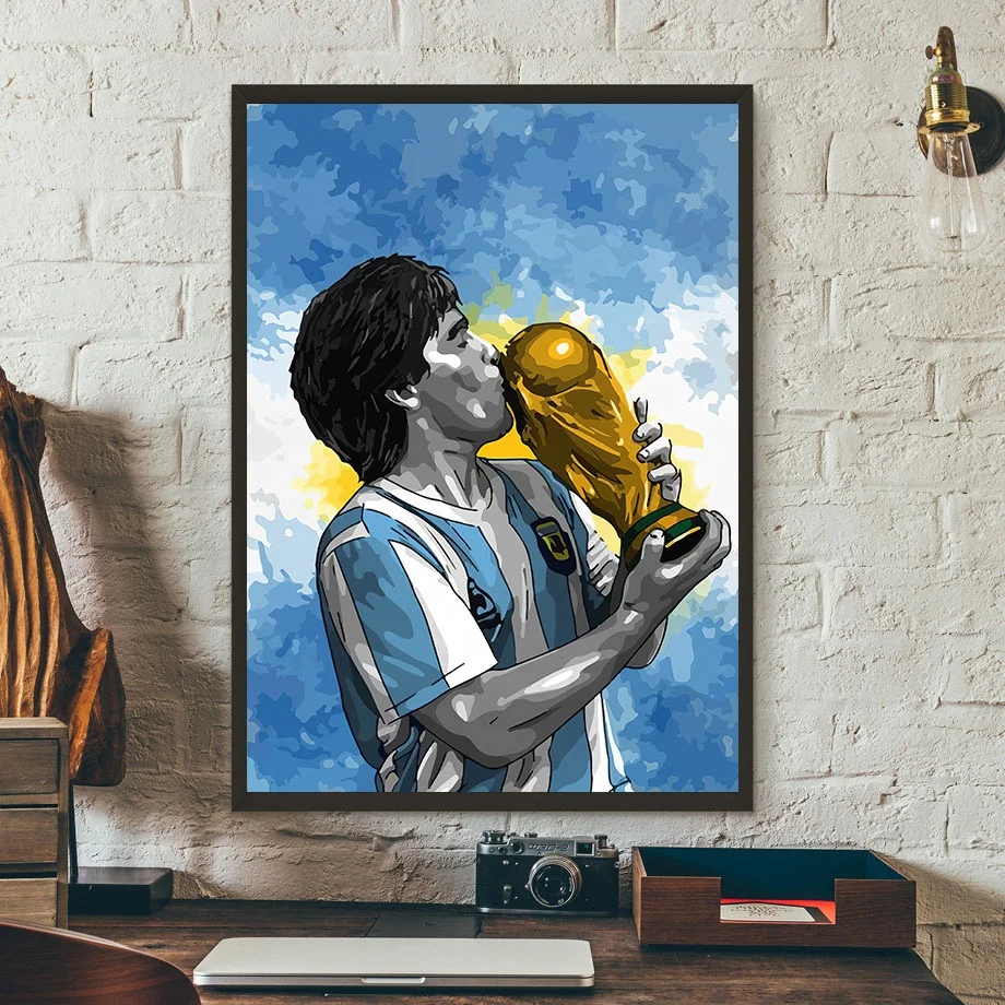 21designs Diego MARADONA Poster Football Star Pictures Poster Legend of Soccer Superstar Canvas Painting Wall Art Sport Player