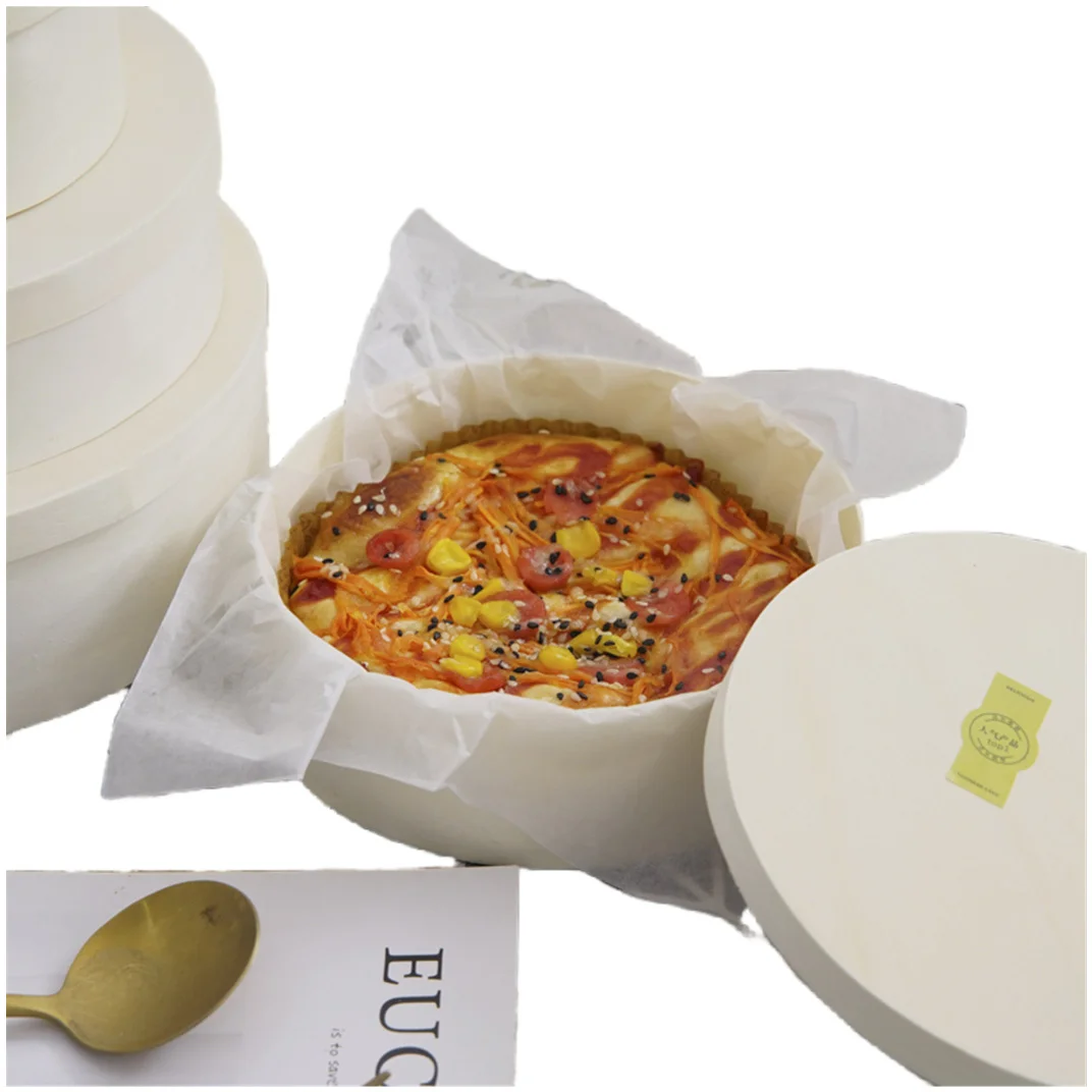 Factory price eco-friendly kitchen wood bread dessert box lightweight birch bark chocolate christmas round wooden packing boxes