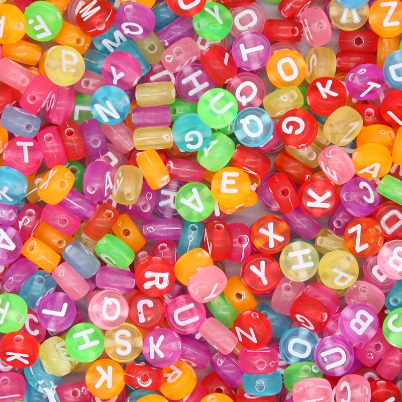 7*4mm Round Flat Plastic Alphabet Number Decorative DIY Multicolor Wholesale Loose Bracelet Jewelry Making Letters Beads
