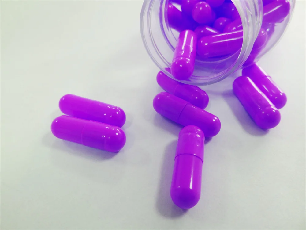 Clear/transparent size 00/0/1/2/3/4/5 HPMC empty Capsule shell purple empty gelatine capsule