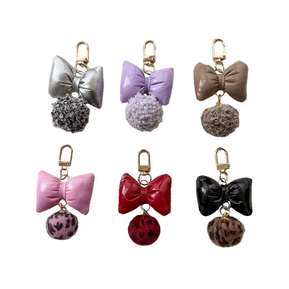 Leopard Print Leather Bow Pendant Keychain Fashion Accessories with Unique Style