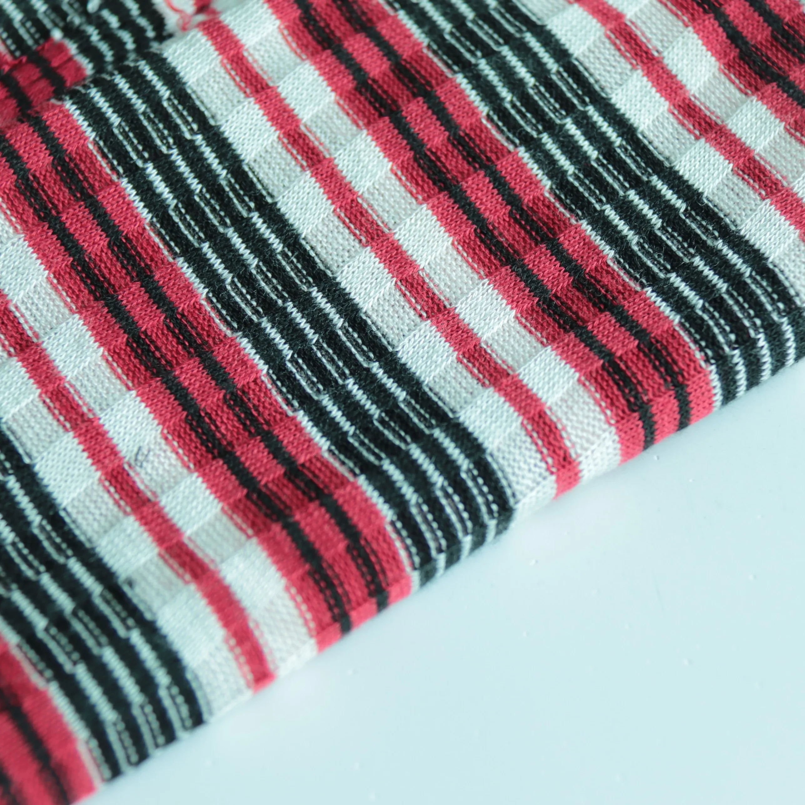 HOT Sale TR rib knit 8x8 stretch black red color yarn dye 190gsm polyester fabric