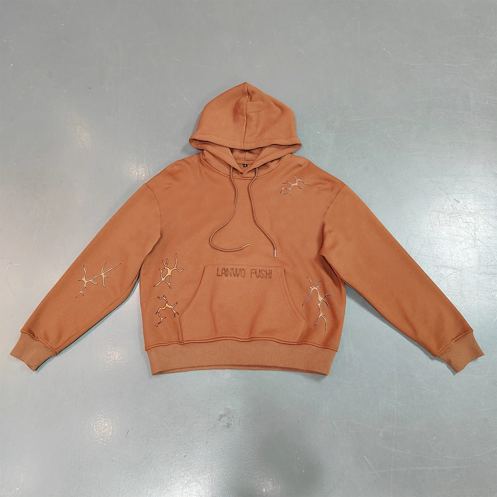 Men Hoodie Manufacturers Custom Fashion Cotton Wreath Streetwear 480 Gsm High Quality 100% Cotton Boxy Brown Hoodie