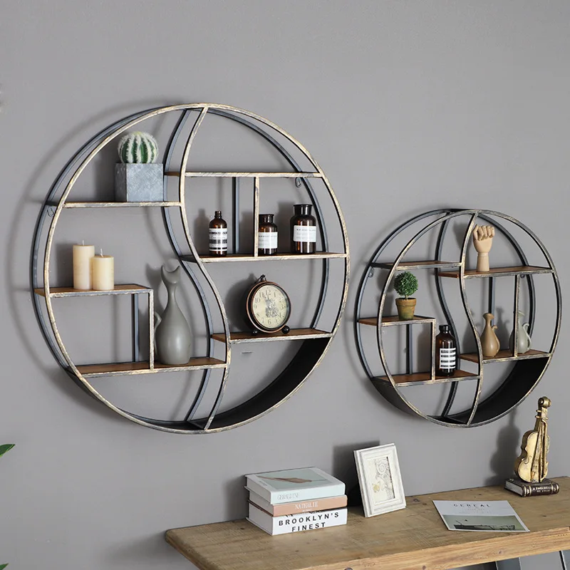 Metal Round Wall Hanging Modern Wall Shelf Set Decorative Multi-functional Plant Rack Home Wall Iron Floating Shelves